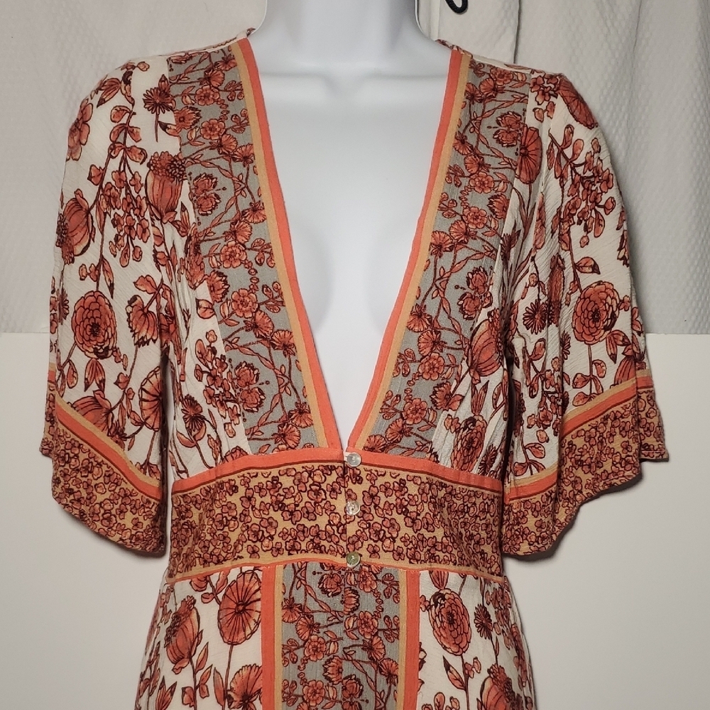 Illa Illa Floral Dress Floral V-Neck Maxi Dress Size S - Picture 2 of 13